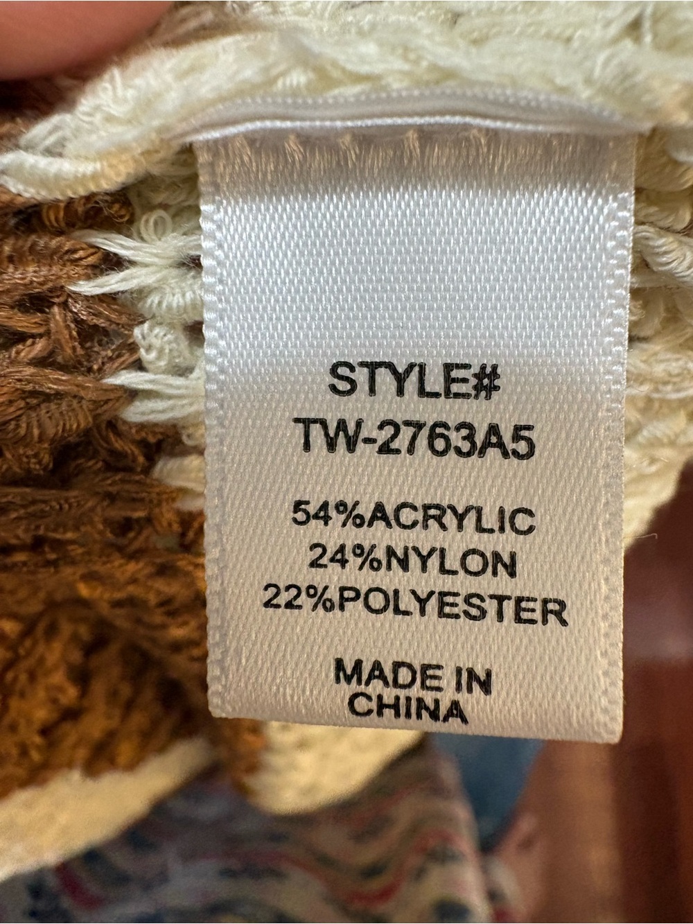 Zenana Outfitters Cream and Brown Striped V-Neck Knit Top - Picture 7 of 8